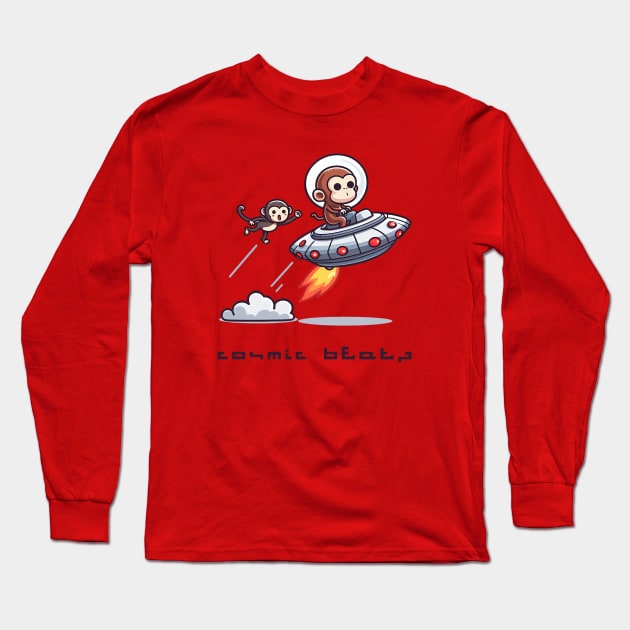 Monkey Cosmic Beatz Long Sleeve T-Shirt by TeeChill Designs